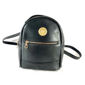 PARKER CLAY Black Leather Front Logo Small Backpack